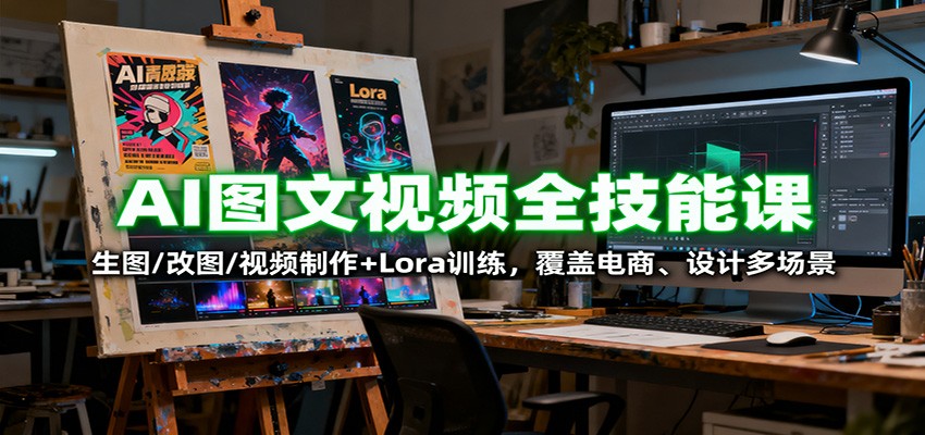 AI图文视频全技能课：生图/改图/视频制作+Lora训练，覆盖电商 、设计多场景-知芽创业社