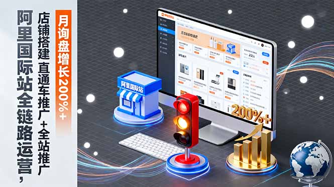 阿里国际站全链路运营，店铺搭建+直通车推广+全站推广，月询盘增长200%+-知芽创业社