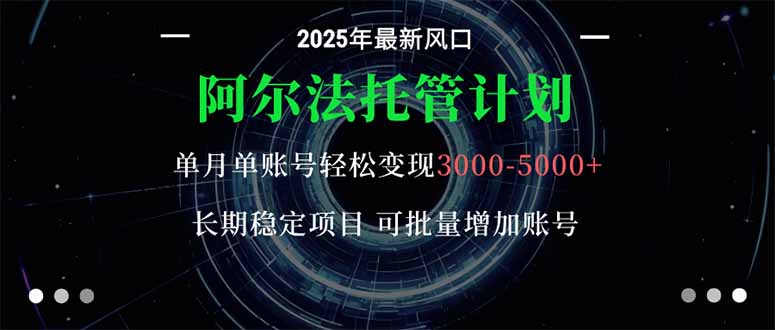 阿尔法托管计划 单账号月入3000-5000，长期稳定项目，新手小白轻松上手。-小艾项目网