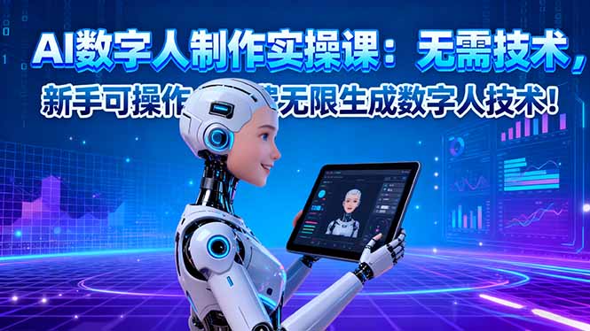AI数字人制作实操课：无需技术，新手可操作，免费无限生成数字人技术！-知芽创业社