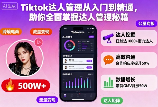 Tiktok达人管理从入门到精通，助你全面掌握达人管理秘籍-知芽创业社