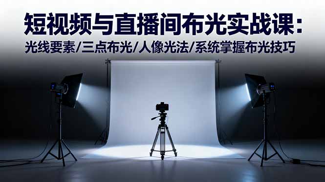 短视频与直播间布光实战课：光线要素/三点布光/人像光法/系统掌握布光技巧-知芽创业社