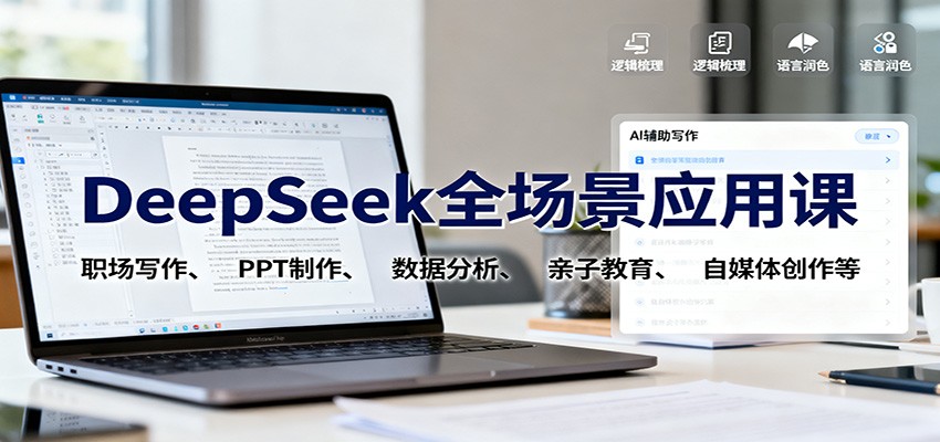 DeepSeek全场景应用课：职场写作、 PPT制作、数据分析、亲子教育、自媒体创作等-知芽创业社