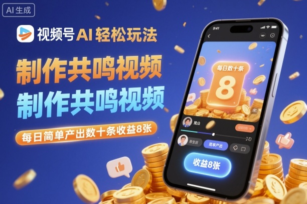 视频号AI轻松玩法，制作共鸣视频，每日简单产出数十条收益8张-知芽创业社