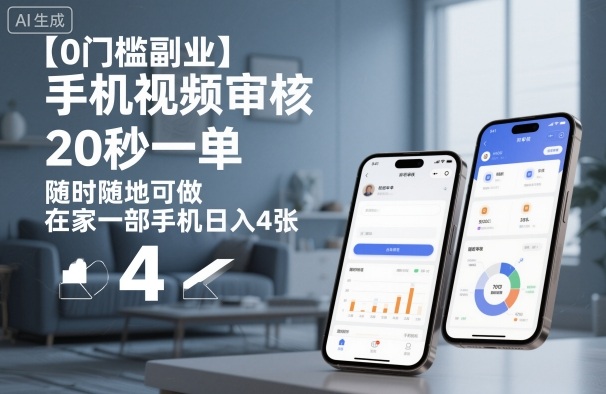 【0门槛副业】手机视频审核，20秒一单，随时随地可做，在家一部手机日入4张【揭秘】-知芽创业社