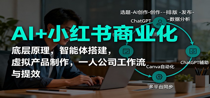 AI+小红书商业化，底层原理，智能体搭建，虚拟产品制作，一人公司工作流与提效-知芽创业社