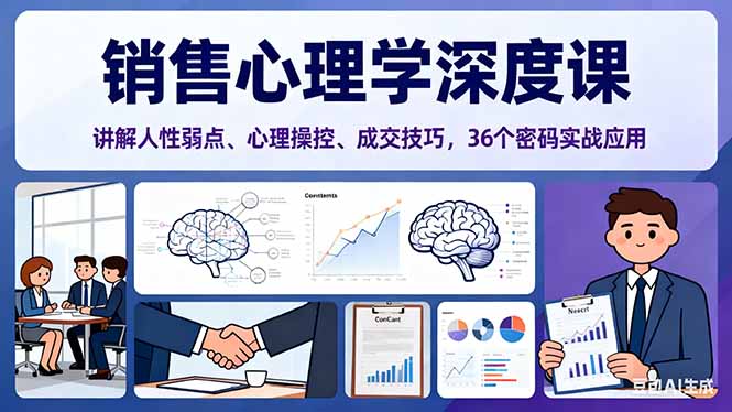 销售心理学深度课，讲解人性弱点、心理操控、成交技巧，36个密码实战应用-知芽创业社