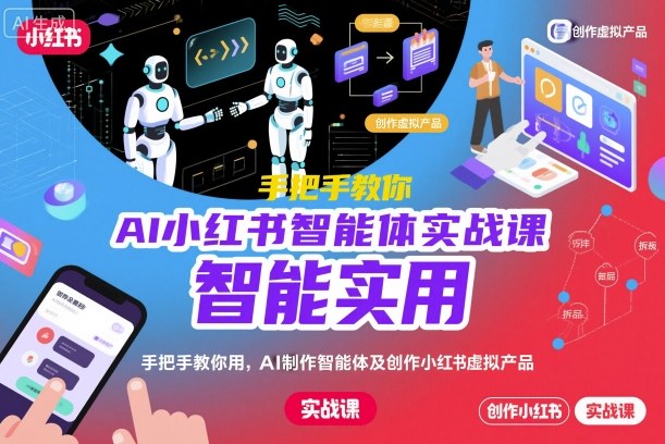 AI小红书智能体实战课，手把手教你用AI制作智能体及创作小红书虚拟产品，提效+内容商业化(更新)-知芽创业社