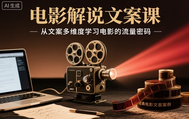 电影解说文案课，从文案多维度学习电影的流量密码-知芽创业社