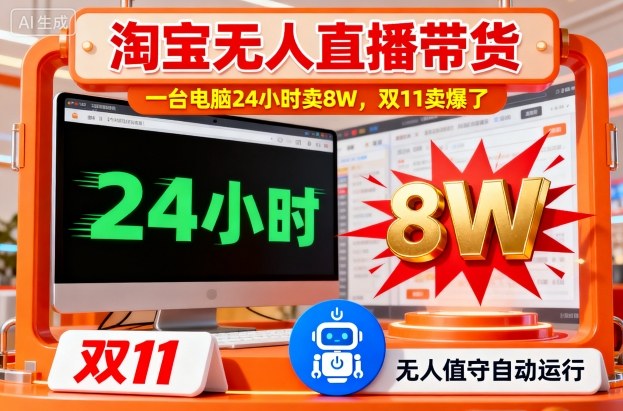 淘宝无人直播带货，一台电脑214小时卖8W，双11卖爆了【揭秘】-知芽创业社
