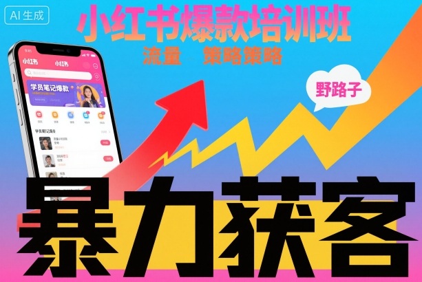小红书爆款培训班，小红书获客野路子流量打法，暴力持续获客-知芽创业社