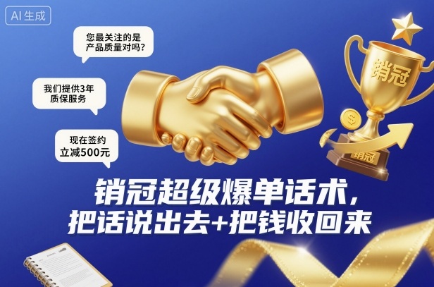 销冠超级爆单话术，把话说出去+把钱收回来-小艾项目网