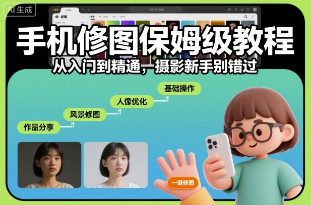 手机修图保姆级教程，从入门到精通，摄影新手别错过-知芽创业社