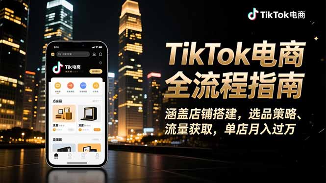 TikTok电商全流程指南，涵盖店铺搭建、选品策略、流量获取，单店月入过万-知芽创业社