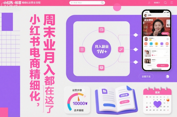 小红书电商精细化运营全流程，周末副业月入1W+，全套方法都在这了-知芽创业社