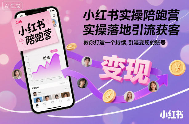 小红书实操陪跑营，实操落地引流获客，教你打造一个持续引流变现的账号-知芽创业社