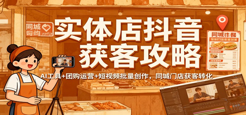 实体店抖音获客攻略：AI工具+团购运营+短视频批量创作，同城门店获客转化-知芽创业社