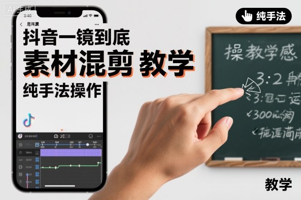 抖音一镜到底素材混剪教学，纯手法操作-知芽创业社