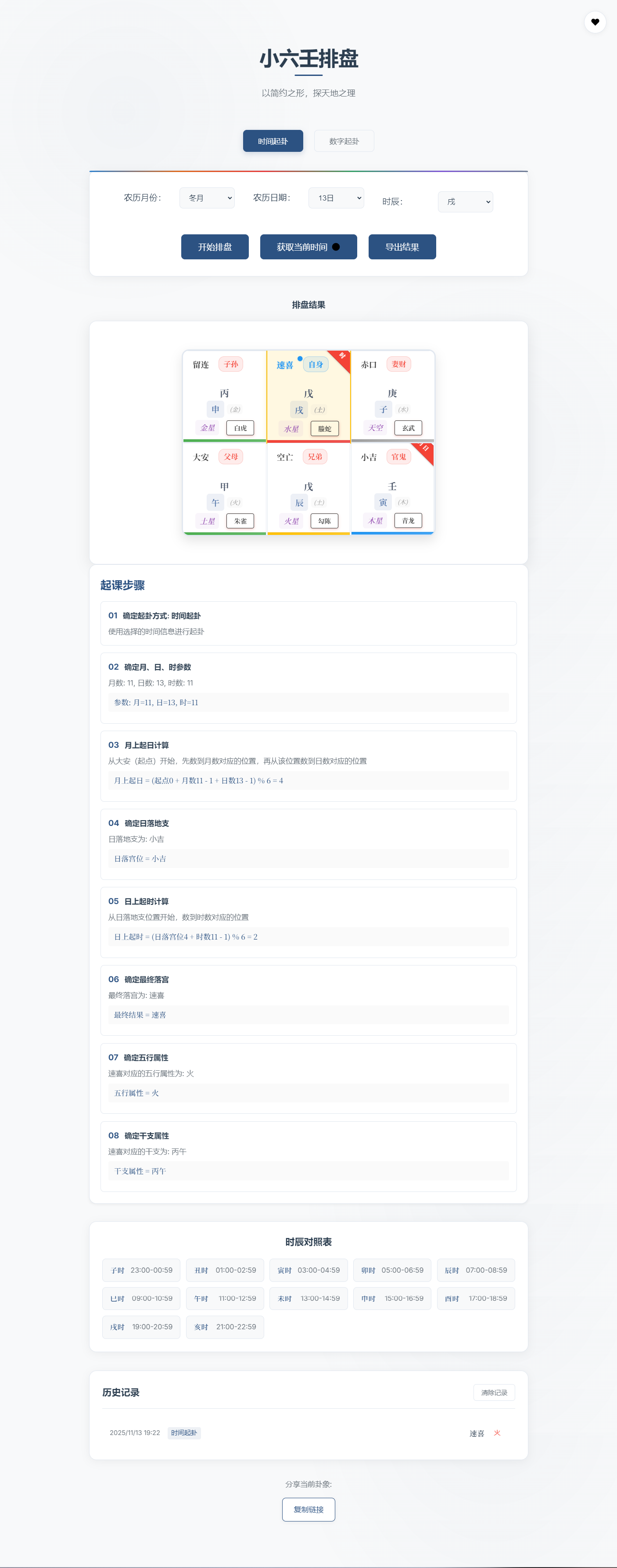 小六壬排盘工具源码 自适应双端-小艾项目网