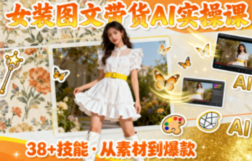 女装图文带货的AI实操课，覆盖38个实用技能，快速提升素材制作效率-知芽创业社