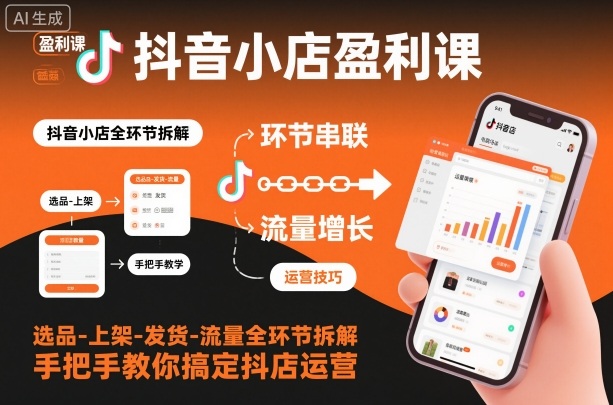 抖音小店盈利课-选品-上架-发货-流量全环节拆解，手把手教你搞定抖店运营-小艾项目网