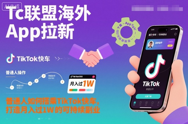 Tc联盟海外App拉新：普通人如何搭乘TikTok快车，打造月入过1W的可持续副业-知芽创业社