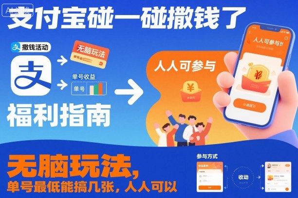支付宝碰一碰撒钱了，无脑玩法，单号最低能搞几张，人人可以撸【揭秘】-知芽创业社