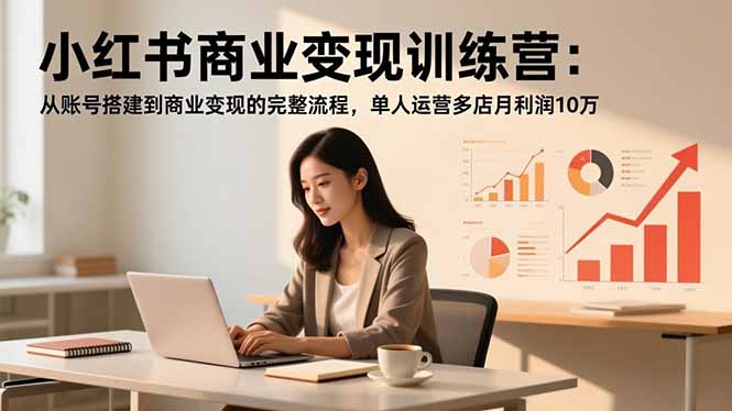 小红书商业变现训练营：从账号搭建到商业变现的完整流程，单人运营多店月利润10万-知芽创业社