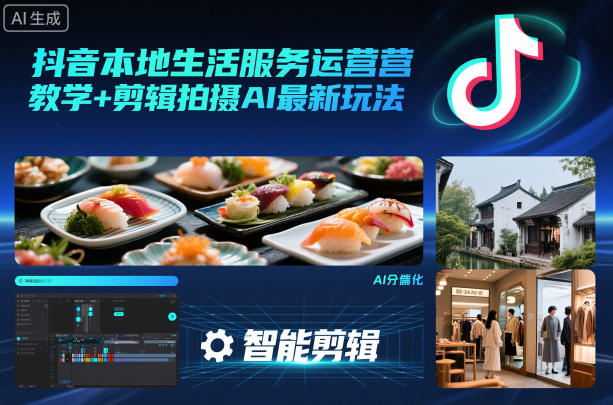 抖音本地生活服务运营教学+剪辑拍摄AI最新玩法-知芽创业社