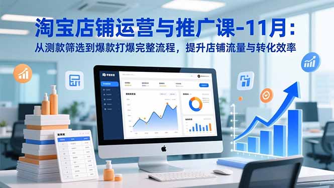 淘宝店铺运营与推广课-11月：从测款筛选到爆款打爆完整流程，提升店铺流量与转化效率-知芽创业社