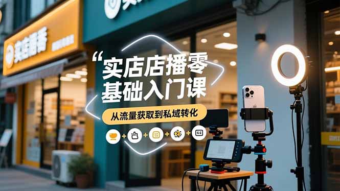 实体店播零基础入门课，实体店+短视频+直播+微信生态+私域社群，从流量获取到私域转化-知芽创业社