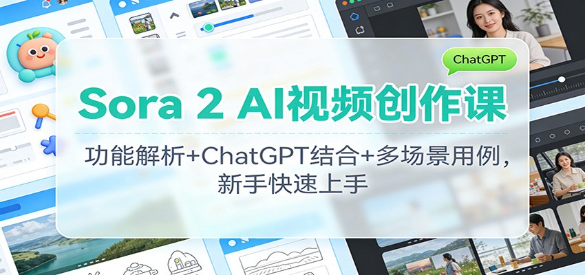 Sora 2 AI视频创作课：功能解析+ChatGPT结合+多场景用例，新手快速上手-知芽创业社
