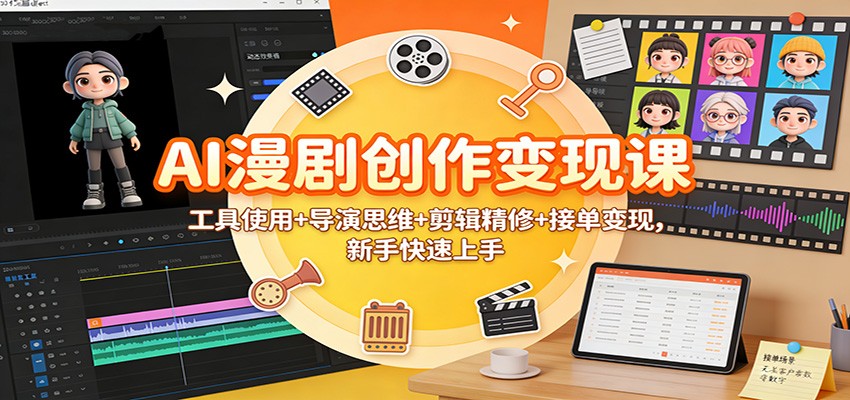 AI漫剧创作变现课：工具使用+导演思维+剪辑精修+接单变现，新手快速上手-知芽创业社