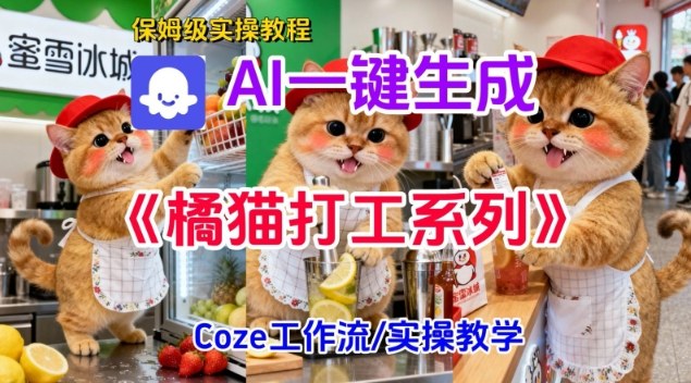Coze扣子工作流一键生成胖橘猫打工短视频，保姆级实操搭建教学-知芽创业社