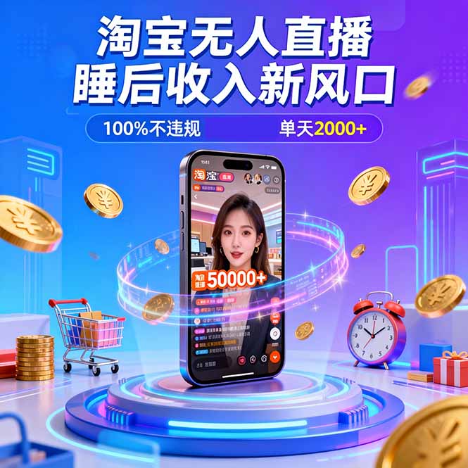 淘宝无人直播，不违规不封号，直播100小时卖了5万，年底旺季！-知芽创业社