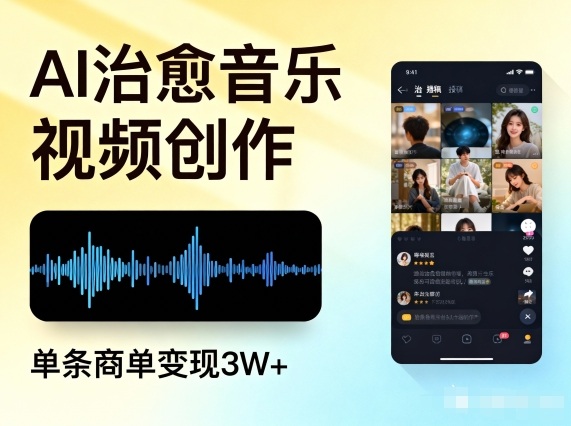 AI做治愈音乐视频，多平台投稿，单条商单变现3W+-知芽创业社
