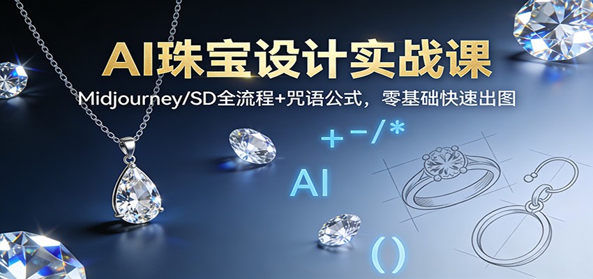 AI珠宝设计实战课：Midjourney/SD全流程+咒语公式，零基础快速出图-知芽创业社