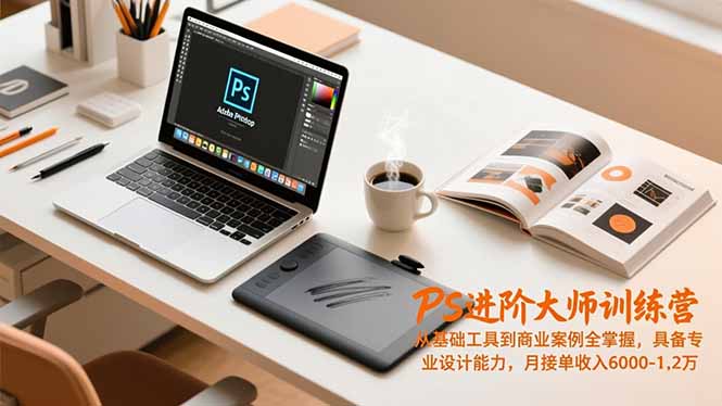 PS进阶大师训练营，从基础工具到商业案例全掌握，具备专业设计能力，月接单收入6000-1.2万-知芽创业社
