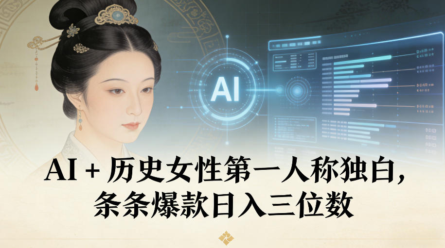 AI+历史女性第一人称独白，条条爆款日入三位数-知芽创业社