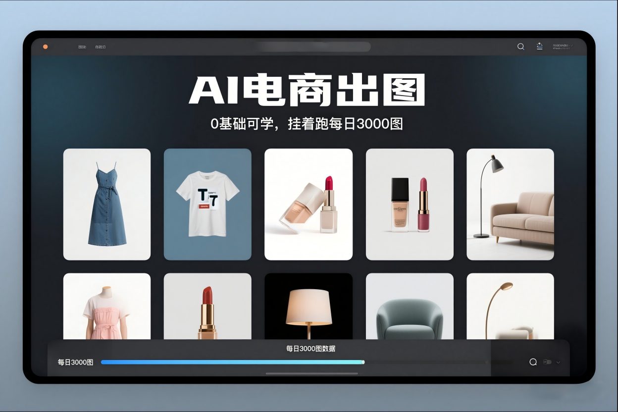 AI电商出图，0基础可学，挂着跑每日3000图-知芽创业社
