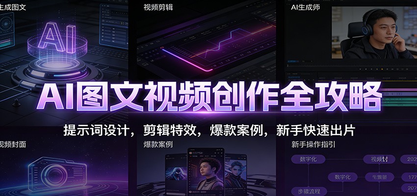 AI图文视频创作全攻略：提示词设计，剪辑特效，爆款案例，新手快速出片-知芽创业社