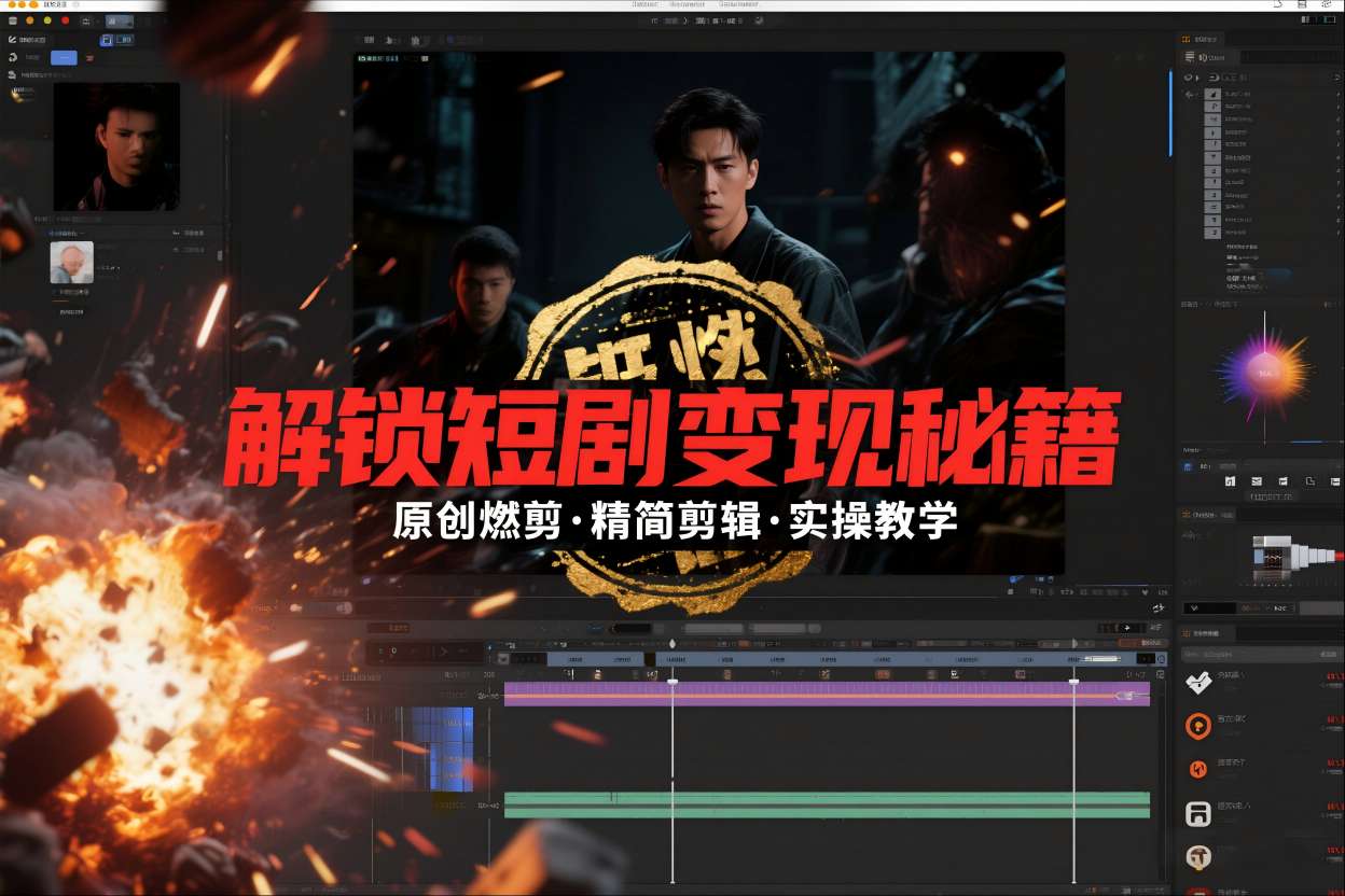 短剧拉新之原创燃剪精简剪辑实操课，解锁短剧变现秘籍-小艾项目网