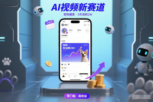 AI视频新赛道，宠物播客仅注册5天涨粉2W，收益非常可观-知芽创业社