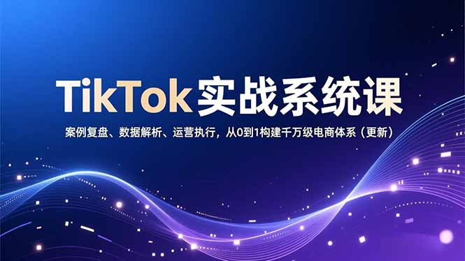 TikTok实战系统课，案例复盘、数据解析、运营执行，从0到1构建千万级电商体系(更新-知芽创业社