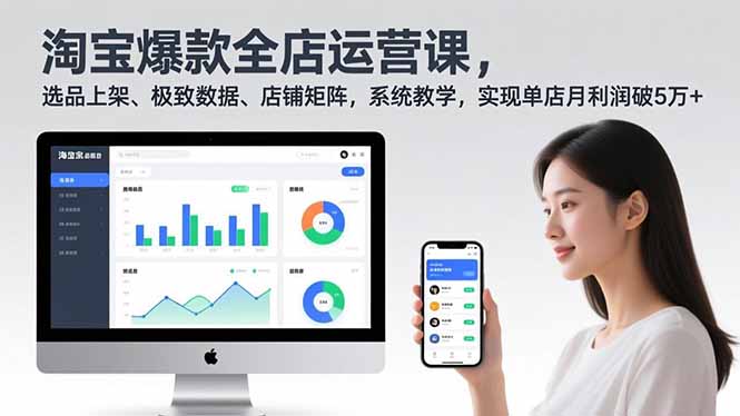 淘宝爆款全店运营课2.0，选品上架、极致数据、店铺矩阵，系统教学，实现单店月利润破5万+-知芽创业社