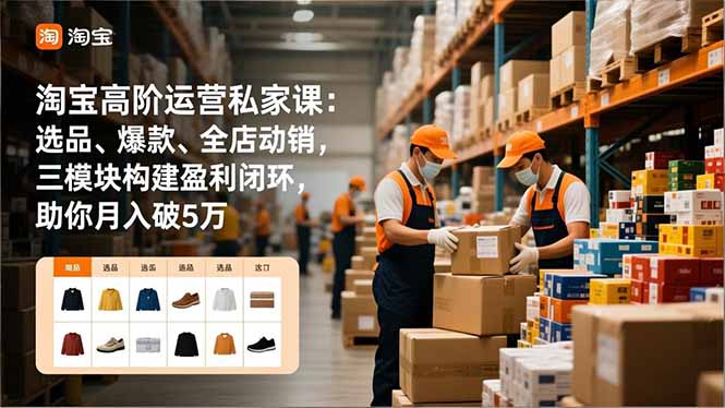 淘宝高阶运营私家课：选品、爆款、全店动销，三模块构建盈利闭环，助你月入破5万(更新12月-知芽创业社