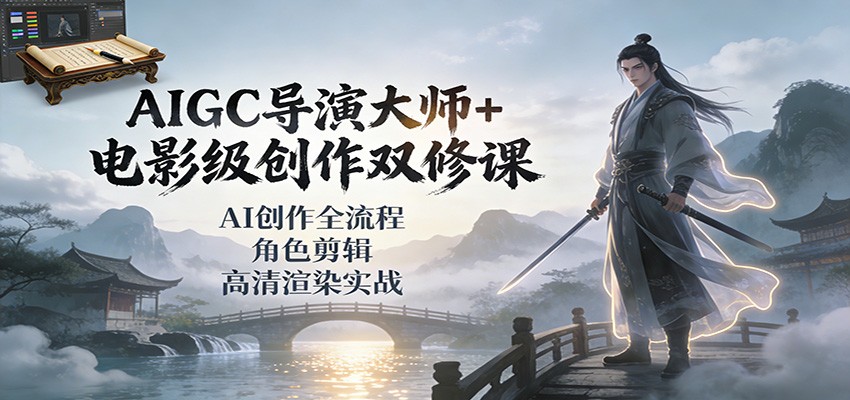 AIGC导演大师+电影级创作双修课：AI创作全流程、角色剪辑、高清渲染实战-知芽创业社
