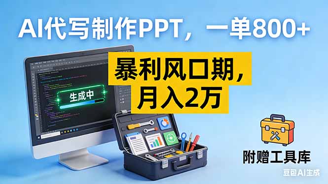 AI代写制作PPT，一单800+， 暴利风口期，月入2万【附工具】-知芽创业社