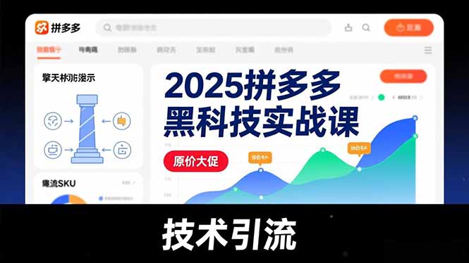 2025拼多多黑科技实战课，擎天柱玩法、爆流SKU、原价大促，技术引流，单店日销轻松破千单-知芽创业社