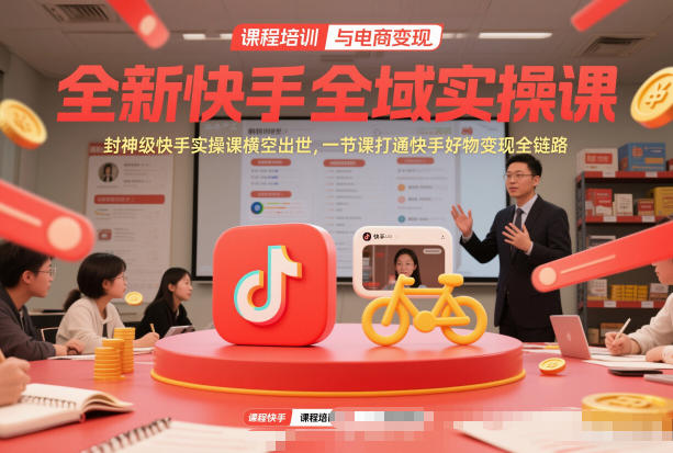 全新快手全域实操课，封神级快手实操课横空出世，一节课打通快手好物变现全链路-小艾项目网